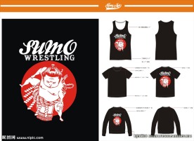 卡通日本相扑人物矢量图