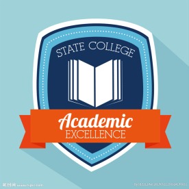 蓝色盾牌彩带大学logo矢量素