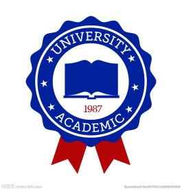 圆形蓝色花边大学logo矢量