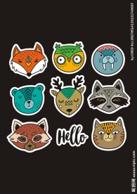 可爱卡通动物矢量图