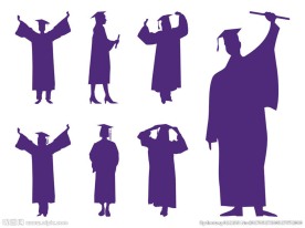 矢量毕业学生剪影元素