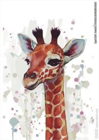 手绘长颈鹿矢量图下载