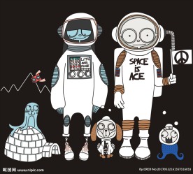 卡通宇航员印花矢量图