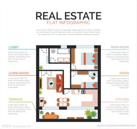 创意房屋户型图设计矢量素材
