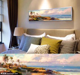 金色海岸油画床头画框