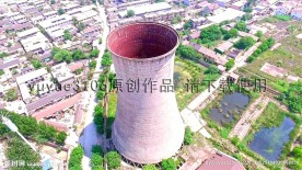 发电厂双曲线冷却塔航拍