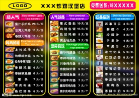 汉堡店价目表