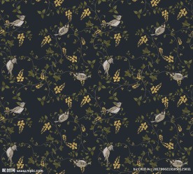 植物绿叶藤蔓花鸟底纹素材下载