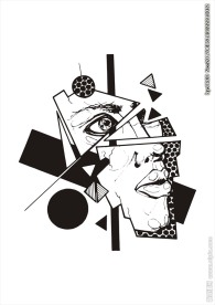 手绘人物碎块拼图矢量图下载