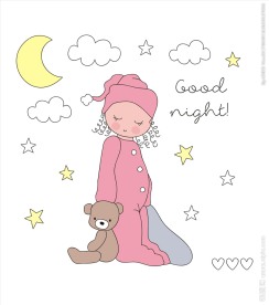 手绘卡通人物布娃娃矢量图下载