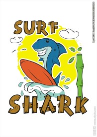 卡通鲨鱼冲浪矢量图下载