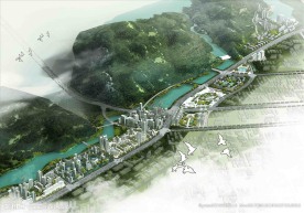 鸟瞰河道景观图