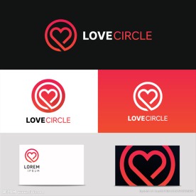 多彩圆形线条爱心logo