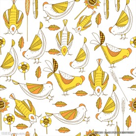 手绘卡通鸡底纹矢量图下载