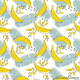 香蕉果汁树叶底纹矢量图