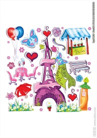 浪漫巴黎元素矢量图下载