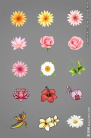 卡通热带花卉矢量素材