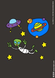 卡通外星人UFO矢量图下载