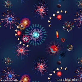 星空星星火箭布料印花底纹