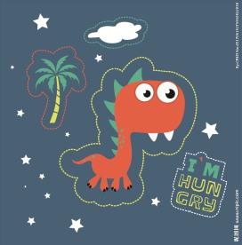 卡通恐龙椰树印花