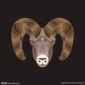 手绘线描羊头羊角矢量图下载