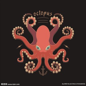 手绘章鱼矢量图下载