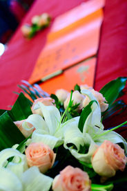 婚礼鲜花签到台