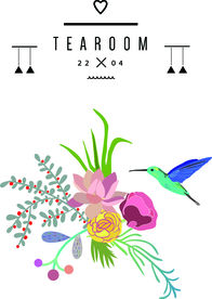 手绘卡通蜂鸟花朵花卉图案