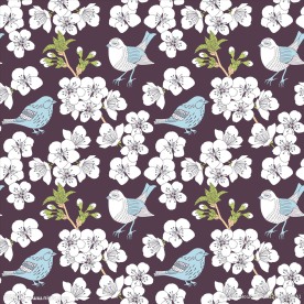 手绘花鸟四方连续底纹