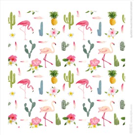 植物花卉仙人掌火烈鸟四方连续