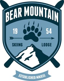 雪山熊掌印盾牌肩章矢量图