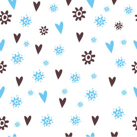 手绘花卉桃心四方连续底纹