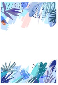 热带植物涂鸦四方连续底纹