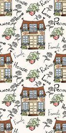 手绘卡通房子植物花朵花卉矢量图