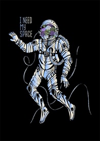 手绘航天员花朵花卉矢量图下载