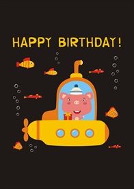 卡通动物潜水艇矢量图下载