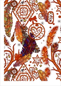 羽毛吊坠风铃四方连续底纹