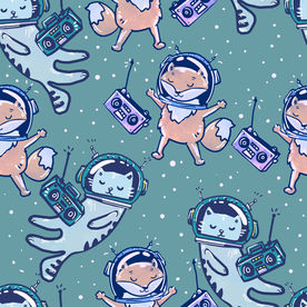 卡通动物收音机四方连续底纹