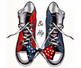 手绘帆布鞋矢量图下载