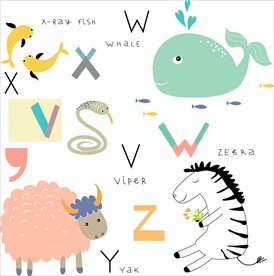 幼儿识字卡通动物矢量图下载