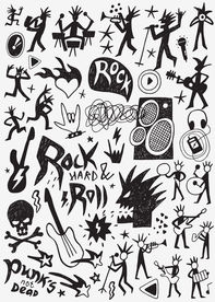 抽象人物乐器四方连续底纹