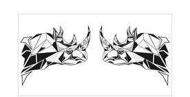 守护犀牛拼图矢量图下载