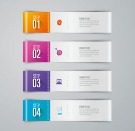 创意彩色立体纸条图表矢量素材