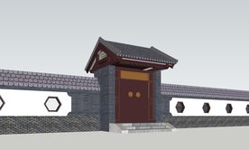 中式入口建筑模型