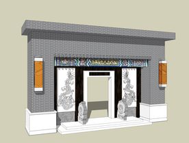 中式入口建筑模型