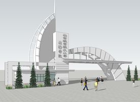 学校入口建筑模型