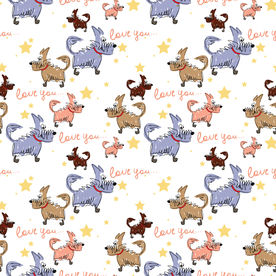 涂鸦卡通狗四方连续底纹