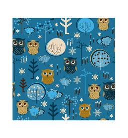 卡通猫头鹰树林四方连续底纹