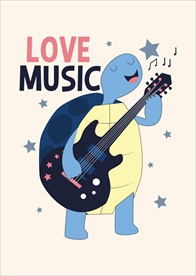 卡通乌龟吉他矢量图下载