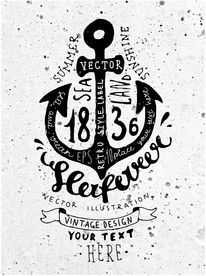 手绘船锚字母矢量图下载